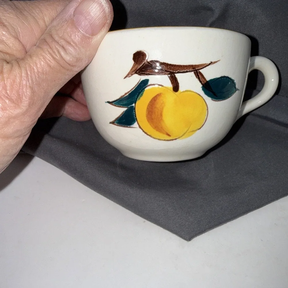 Vintage Stangl Pottery Fruit Pattern  Coffee Cups Set Of 3 Pre Owned